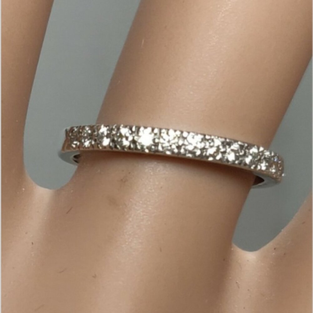 Tiffany & Co. Platinum Diamond 1/2 Circle Eternity Band Ring w/ Tiffany Ring Box